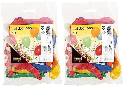 amscan Idena 90169 - Palloncini, 2 confezioni, colorati, 80 g, decorazione per compleanni, carnevale, primo giorno di scuola