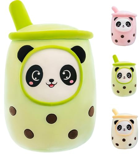 Aiuidun Panda Boba gosedjur, bubble tea, mjukisdjur, plyschkudde, leksak, mjuk kramkudde, present för barn, flickor, pojkar (grön, 50 cm)