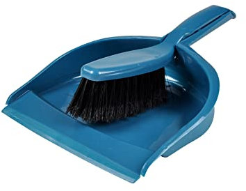 Homea, Pala Y Escobilla De Plástico con Borde De Goma Azul Pavo Real