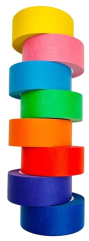 8 Rollos de Cinta Adhesiva de Colores, Cinta de Color Washi Arco Iris Decorativa para Manualidades, Álbumes de Recortes, Artísticas Papel Adhesivo para Etiquetado Artesanal y Arte DIY 25 mm * 13 m