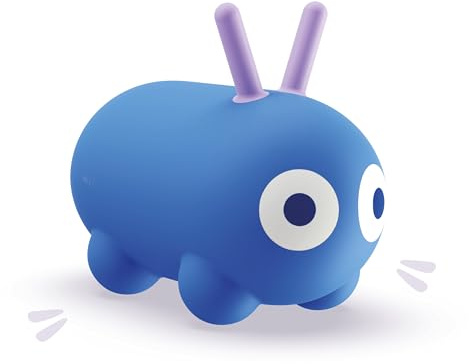 Quut – Skippi-Sprungtier – Aufblasbares Hüpfspielzeug – drinnen und draußen – Pumpe inklusive – 35 x 46 cm – Geschenk – Design – ab 12 Monaten (Kosmisches Blau)