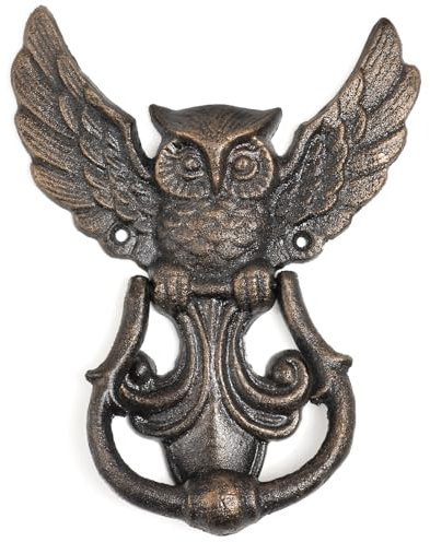 Türklopfer Eule | als Türdekoration für Haustür/Garagentür | Uhu | Gong | Glocke