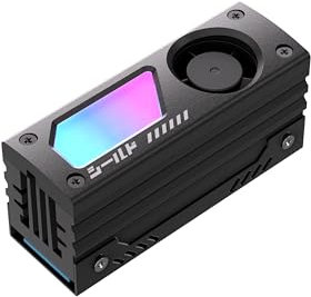 EZDIY-FAB Shield ARGB Dissipatore M.2 SSD con Ventola PWM da 20mm, Design in Alluminio Premium, Sincronizzazione ARGB 5V 3-Pin, Dissipatore Alta Prestazione per M.2 2280,Nero,1 Confezione