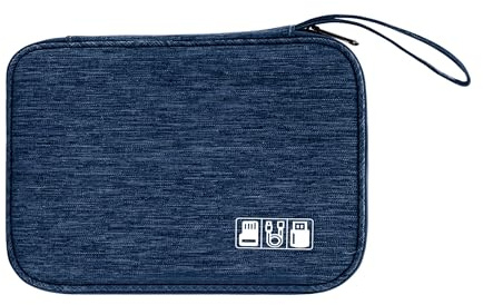 Tunejoy Borsa Accessori Elettronica da Viaggio Portatile Custodia Organizzatore per Cavi Impermeabile per Disco Rigido Unità USB Caricabatterie Cuffie 24x16,5x1,8 cm Blu Scuro