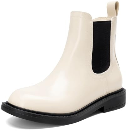 DREAM PAIRS Bottes Fille à Fermeture Éclair Côté Bottines Chelsea Mode Confortables Chaussures Enfant pour École et Loisirs,Size 31,Blanc Noir,KKUMAB2501