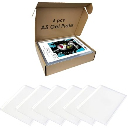 GELELF New Generation Gel Printing Plate, Upgraded Formula Printing Plate for Gel Printing Art, Gel Monoprinting Kit, Printmaking Supplies, No Aging and Bubbling (5x7 | 12.7x17.8 cm-6 Pack)