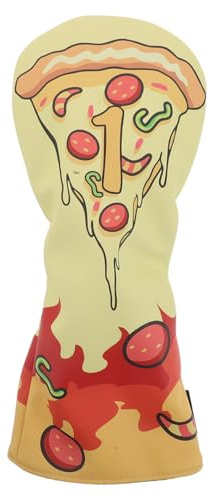 SUPVOX Coprimazze da golf per driver e legni - Coprimazze da golf a forma di pizza divertente con fodera in pile extra - da in PU impermeabile per uomo e donna 14x7x0,7