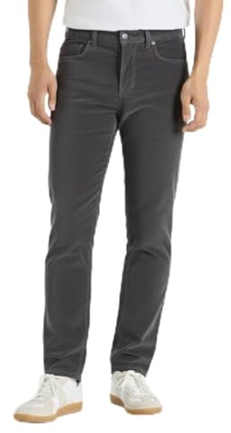 Thread Bloom Mens Corduroy Trousers Regular Fit Casual Classic Stretch Cotton Business Office Straight Leg Flat Front Cord Trousers Size 32-44 (34W / 32L, Dark Grey)