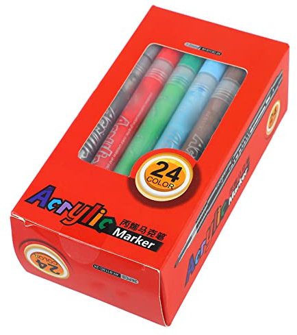 FILFEEL Confezione da 24 Pennarelli a Vernice Acrilica Vibranti - Penne per Graffiti Ad Asciugatura Rapida per Bambini, Studenti e Progetti Artistici