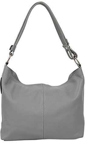 AMBRA Moda Damen Leder Handtasche Schultertasche Umhängetasche Hobo bag GL005 (Grau)