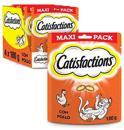 CATISFACTIONS MAXI Friandises au poulet pour chat et chaton, 4 Sachets de 180g