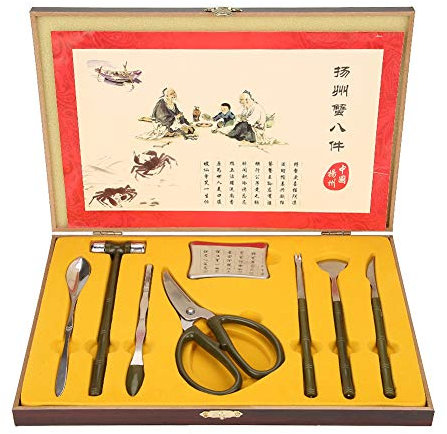 Akozon Set di Strumenti per Frutti di Mare, 8 Pezzi Pinze Astice Forbici per Granchio Acciaio Inossidabile Pinza per Crostacei Set Regalo con scatola per Granchio, Aragosta, Crostacei, Ostriche, Noci