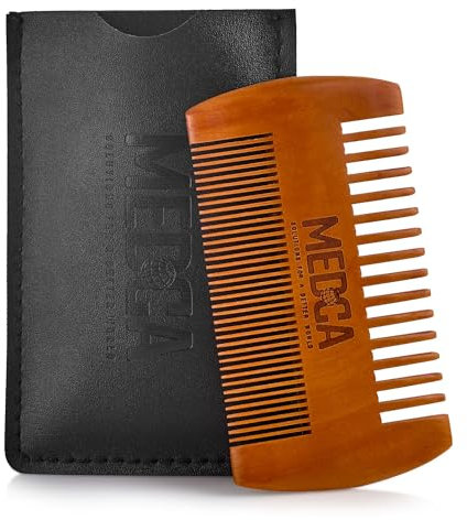 Bartkamm aus Holz mit Lederetui