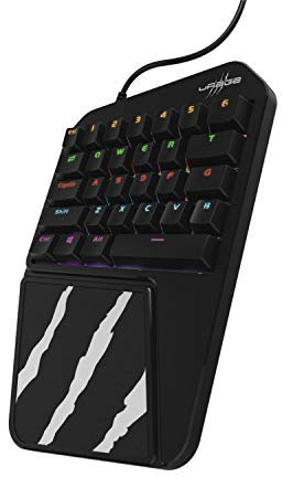 uRage Gaming-Keyboard “3rgo 1H”, schwarz, mechanische One-Hand-Gaming-Tastatur mit Handballenauflage, Anti-Ghosting, RGB-Beleuchtung, kabelgebunden, 10 Mio. Anschläge, 25 x 19 x 4 cm