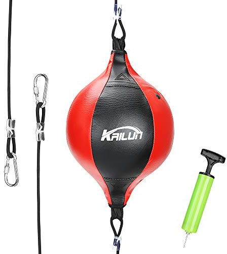 Victop Doppelendball PU Boxen Boxbirne Doppelter Endgeschwindigkeits Ball Set Drehwirbel Speedball Punchingbälle mit Boxreflexkugel und Pumpe für Fitnessstudio MMA Boxen （20cm）