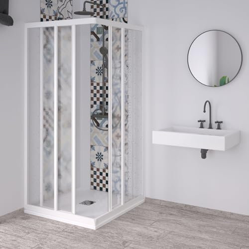 Decorspace - Cabina de ducha angular Acril de acrílico con perfiles de PVC, apertura central reducible, Made in Italy (80 x 120 cm)