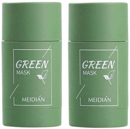 2 Pcs Green Tea Mask Stick for Face, Blackhead Remover with Green Tea Extract, Green Mask Stick for Face Moisturizing, Deep Pore Cleansing for All Skin Types (Green Tea Mask)