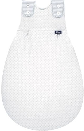 Alvi Baby Mäxchen Außensack Flachgewebe, Schlafsack mitwachsend, Baumwoll Schlafsack mit Strampelfreiheit, Babyschlafsack, Ganzjahresschlafsack (blue dots, Größe 68/74)