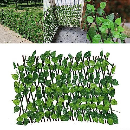Hiedra Balcón Protección visual, Valla Retráctil, Valla de Protección Visual con Hojas Artificial, Valla de Enrejado Extensible Valla de Madera para Jardín Balcón Diseño de Pared