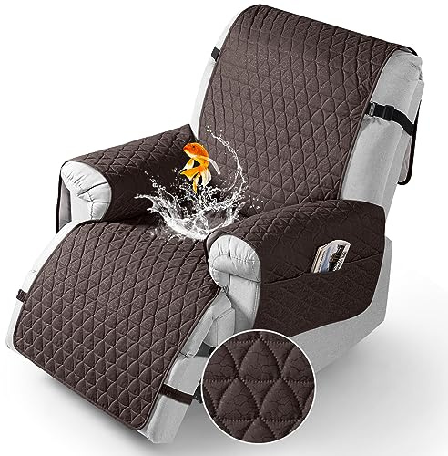 TAOCOCO 100% Waterproof Recliner Cover - Recliner Cover with Non-Slip Granule, Recliner Chair Covers with Elastic Band, Recliner Chair Covers for Reclining Chair(Chocolate, Small-22'')