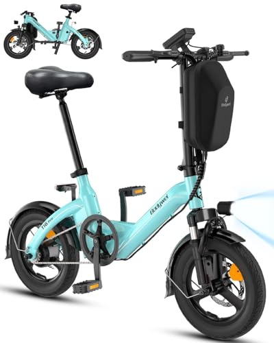 Bodywel T16Pro Bici Elettrica Pieghevole 14 Leggera Adulti/Ragazzi, Batteria 36V 10Ah + Motore 250W, 3 Velocità, Display LED 4.5, Preassemblata 90% per Città