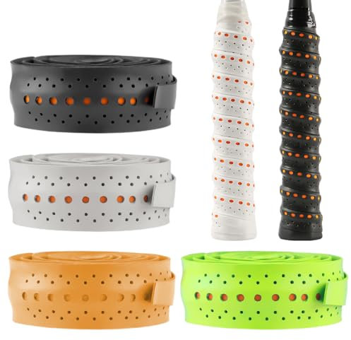 Reccisokz 4 Stück Tennisschlägerband,Tennisschlägergriff,Padelgriff,Selbstklebendes Ärmelband,Badmintonschläger,Anti-Rutsch-Gummi-Tennisschläger