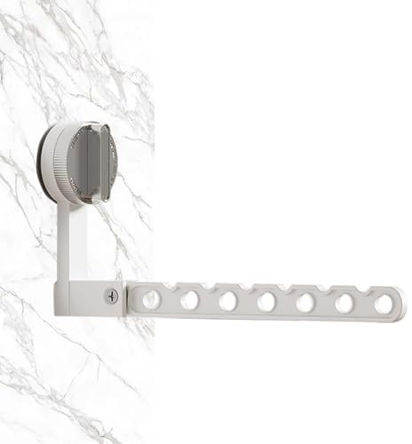 Séchoir à linge mural - Étendoir à linge mural - Étendoir à linge extensible avec ventouse - Étagère à linge pliable en aluminium pour chambre à coucher, salle de bain, armoires