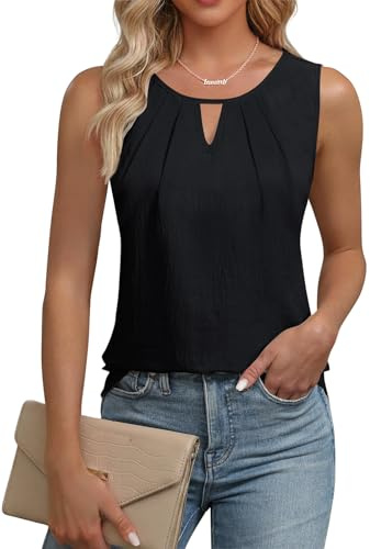 Cuptacc Camisetas Mujer sin Mangas Cuello en V Top Mujer Verano Sexy Blusa Elegante Color Sólido Tank Tops