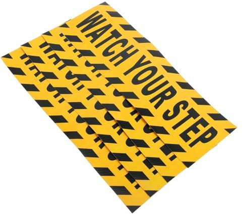 MUCKLILY 4pièces Autocollants De Sol Anti-dérapants Watch Your Step Noir Jaune Bande Adhésive De Sécurité Pvc Pour Escaliers Et Lieux De Travail Installation Rapide