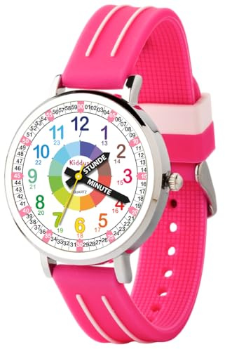 Kiddus Lernuhr für Kinder, Analoge Armbanduhr für Jungen und Mädchen ab 5 Jahren, 3ATM und 5ATM, Erste Kinderuhr mit Stunden und Minuten, Geschenk für Mädchen zum Lernen
