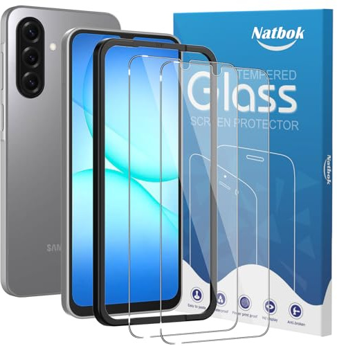 Natbok 2 st härdat glas för Samsung Galaxy A17 4G/5G 6,7 tum, [bubbelfri] skärmskydd med enkelt installationsverktyg för Samsung A17 HD genomskinligt glas lätt att installera