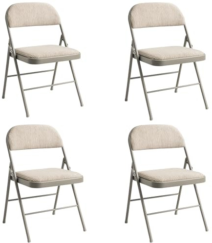 Sakusei Tools Padded Folding Chair with Fabric Cushion – Heavy Duty Metal Frame, Foldable Back Rest Chair for Home Office, Garden, or Computer Desk – Comfortable Cushioned Seat (4)