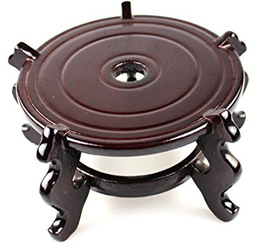 Feng Shui Chinese Wooden Fishbowl Planter Display Stand (10 Inch)
