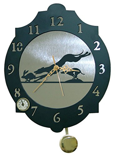 Arthifor - Reloj de Pared Galgos con pendulo y termómetro - Fabricado artesanalmente en España