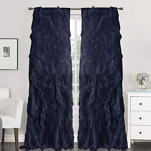 Sweet Home Collection 2 Pack Window Panel Sheer Voile Vertical Ruffled Waterfall Curtains