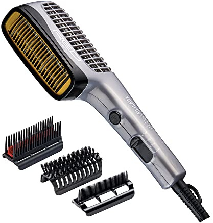 Red by Kiss 1875 Ceramic Ionic Hair Styler, Blow Dry Comb with 3 Attachments Including Detangler Pik, 4 Heat Settings & Cool Shot for Fast Drying, Straightening & Silk Press on All Hair Types