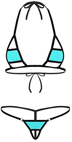 YOOJIA Dam Mikrobikini Sexig Badkläder Halterneck Mini Bikini Sling Shot G-String Dam 2-delad Sexig Tanga Strand Pool Simning, One size