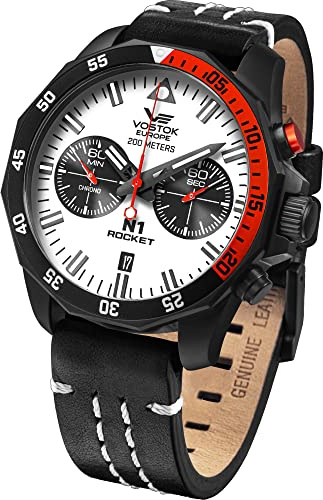 Vostok Europe Herrenuhr mit Lederband N1 Rocket Chronograph Miyota 6S21 20 ATM Datum 225C620