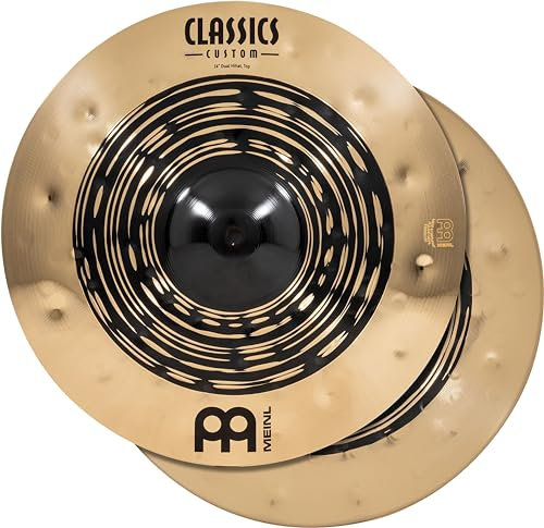 Meinl Classics Custom Dual 14 Zoll Hihat (Video) Schlagzeug Becken (35,56cm) B12 Bronze, Dunkles und Brilliantes Finish (CC14DUH)
