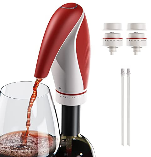 CIRCLE JOY Aérateur de Vin Électrique Bec Verseur Vin Rechargeable 3-en-1 Décanteur de Vin Distributeur Conserveur Forme de Pingouin Cadeaux pour Les Amateurs de Vin, Rouge