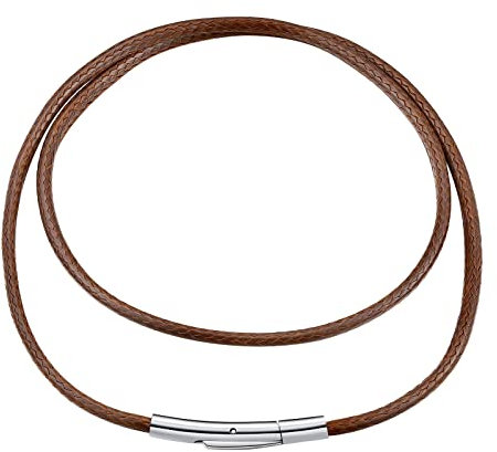 FindChic Lederkette geflochten 2mm Herren Wachsschnur Kette 61cm lang Collier Halsreif Braune Halskette mit Edelstahl Hebelverschluss Modernes Kautschukseil für Männer Jungen Frauen