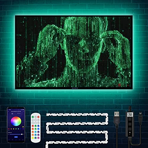 DANCRA LED Strip 5m, RGB LED Streifen Bluetooth LED TV Hintergrundbeleuchtung für 60 bis 80 Zoll, USB TV Beleuchtungs Upgrade, App Steuerung, Musik Sync, Dekoration für Fernseher, PC-Bildschirm