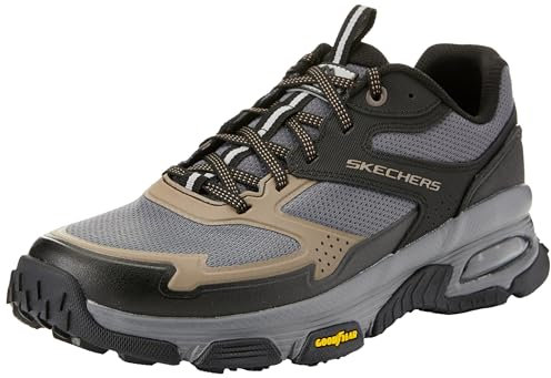 Skechers Herren Skech-air Sleek Envoy Sneaker, Black Leather Synthetic Textile Brown Trim, 41 EU