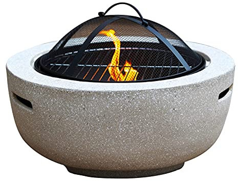 Foyer extérieur de Jardin avec Foyer à Bois et Barbecue - 58,4 cm - Bol à feu d'extérieur avec Pare-étincelles et tisonnier