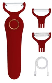 3-in-1 Electric Peeler | Auto Blade for Fruits/Vegetables | 3 Interchangeable Blades | Type-C Charging,Battery Capacity 1500 mAh | Kitchen, Travel, Camping