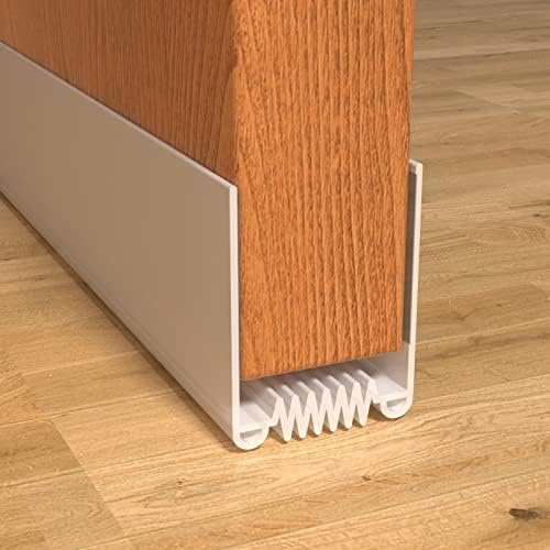 Door Draft Stopper, 39” Length Cuttable Weather Stripping Seal, Strong Adhesive Door Sweep for Exterior and Interior Doors (1, White)
