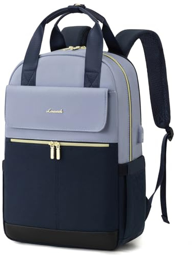 LOVEVOOK Rucksack Damen, Schulrucksack Teenager Mädchen 15,6 Zoll mit Laptopfach, Wasserdicht Schultasche Arbeitstasche Reiserucksack Daypack Elegant für Uni Reise Büro, Blau