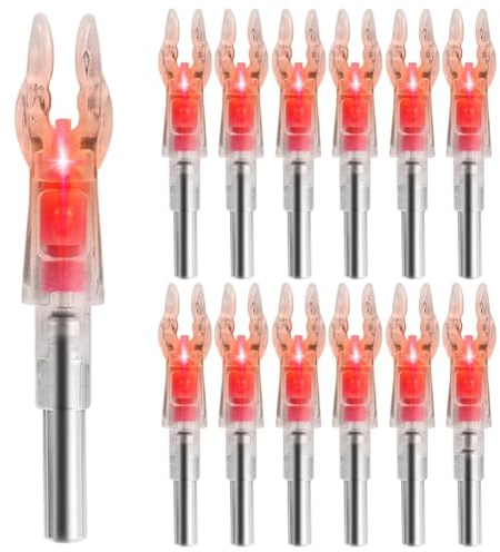 Osmond 12 Encoches Lumineuses pour Flèches avec Diamètre Intérieur de 0,204, Encoches Lumineuses Haute Visibilité, Encoches de Flèches Lumineuses Rouges