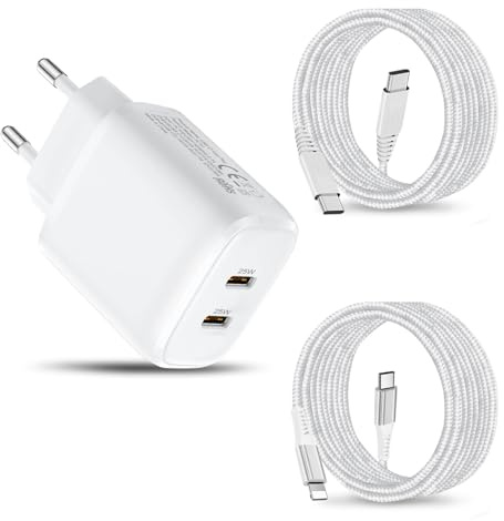 25W USB C Ladegerät für iPad Pro 12.9 11 13 2nd 3rd 4th 5th 6th Generation 2024/Air/Mini 2 3 4 5 6/Apple iPad 5th -11th iPhone 17/16 Pro/Pr-o Max/15 14 13 12 Netzteil Schnellladegerät mit Ladekabel