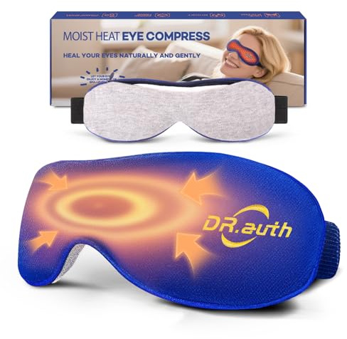 Heated Eye Mask - Microwave Hot/Warm Compress for Dry Eyes, Stye, Chalazion, Blepharitis & MGD Relief, Reusable Moist Heat Therapy Pad, Washable Cover, Ergonomic Fit, Adjustable Strap, Comfort Blue